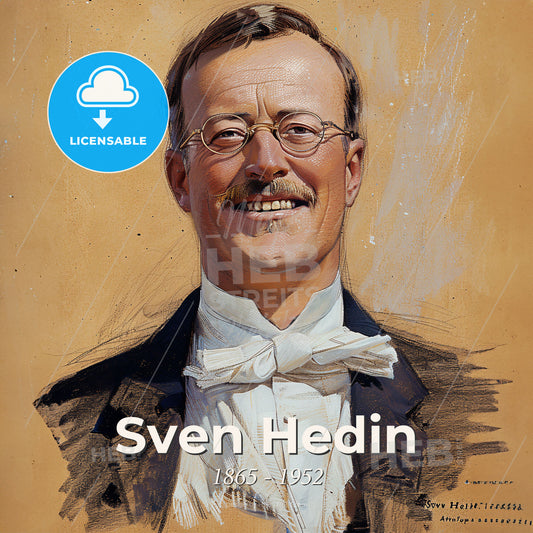 Sven Hedin, 1865 - 1952, Swedish explorer - A Man Wearing Glasses And A Suit Print Template