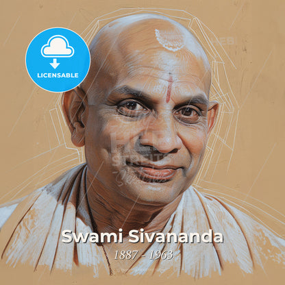 Swami Sivananda, 1887 - 1963, Indian Hindu spiritual teacher - A Man With A White Mark On His Forehead Print Template