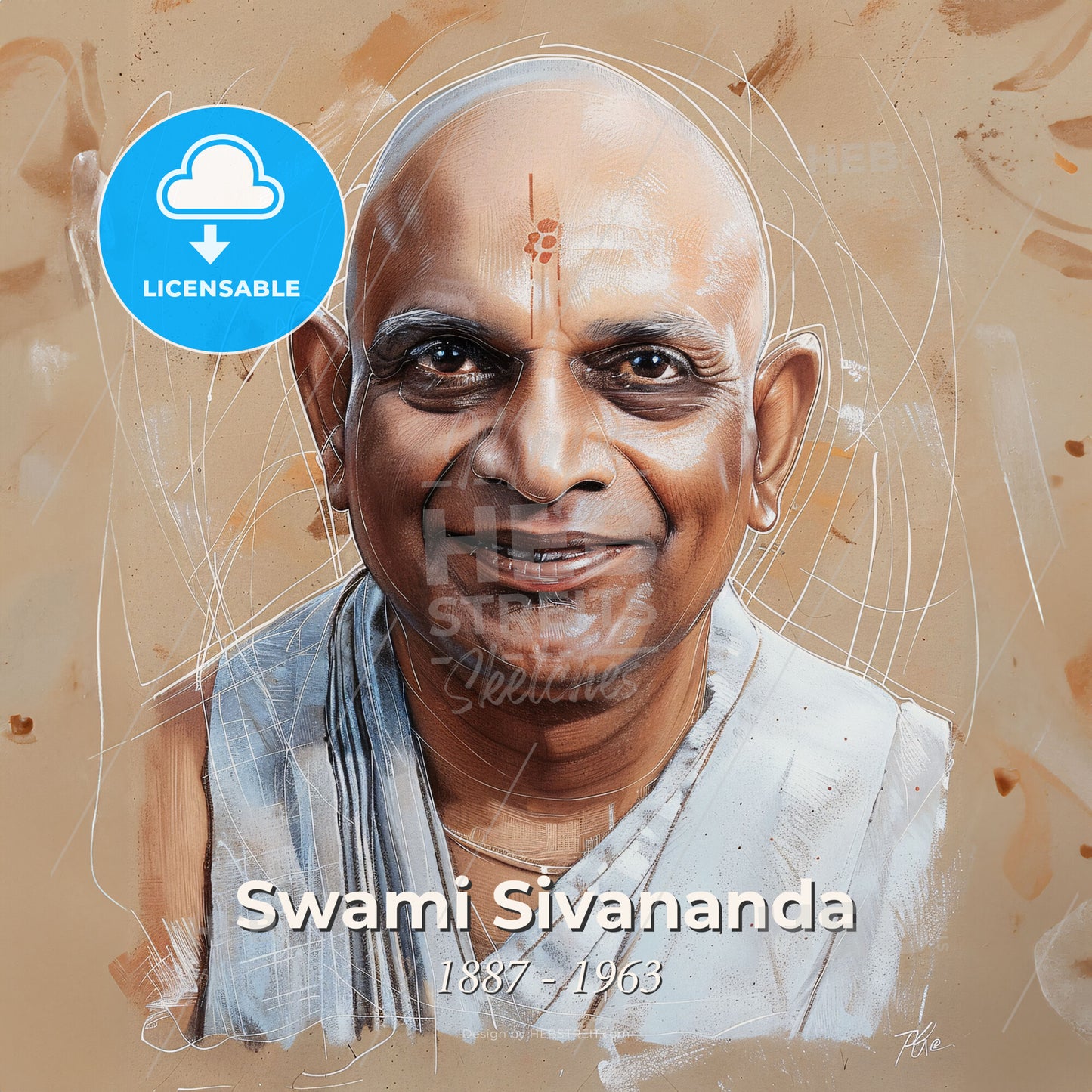 Swami Sivananda, 1887 - 1963, Indian Hindu spiritual teacher - A Man Smiling With A White Robe Print Template