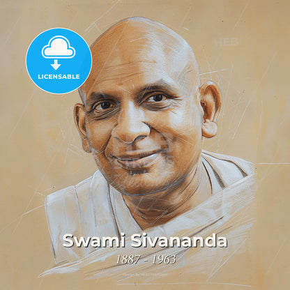 Swami Sivananda, 1887 - 1963, Indian Hindu spiritual teacher - A Drawing Of A Man Print Template