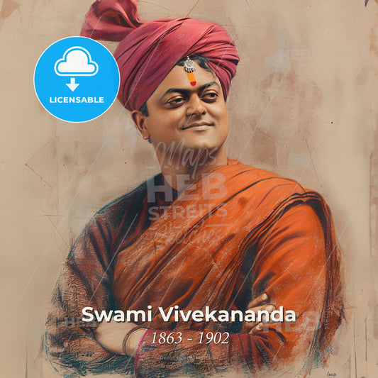 Swami Vivekananda, 1863 - 1902, Indian Hindu monk - A Man In A Turban Print Template