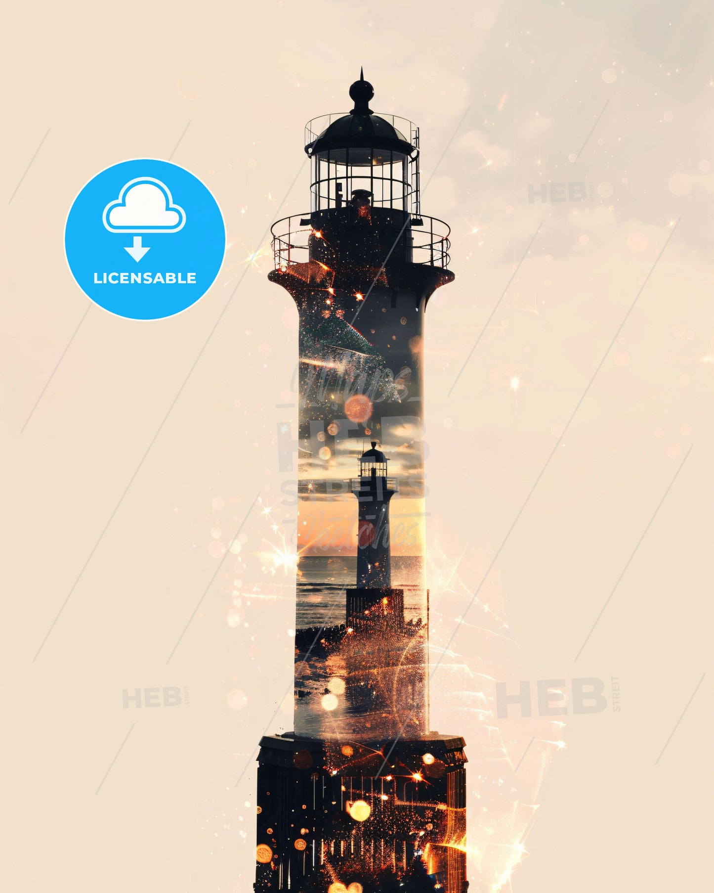 Sylt Skyline Double Exposure Local Landmarks Poster - A lighthouse with a lighthouse in the background