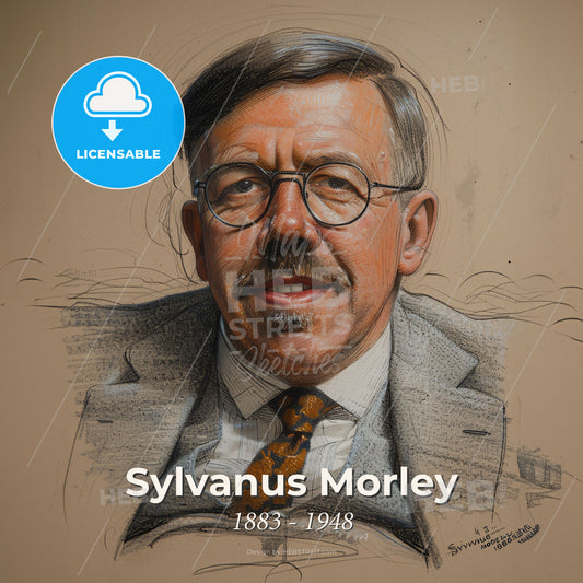 Sylvanus Morley, 1883 - 1948, American archaeologist - A Drawing Of A Man With Glasses Print Template