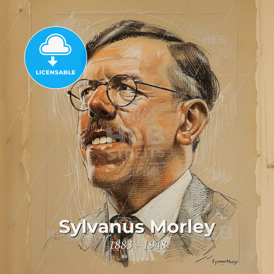 Sylvanus Morley, 1883 - 1948, American archaeologist - A Drawing Of A Man Wearing Glasses Print Template