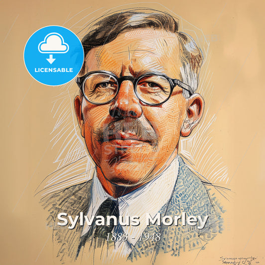 Sylvanus Morley, 1883 - 1948, American archaeologist - A Man With A Mustache Wearing Glasses Print Template