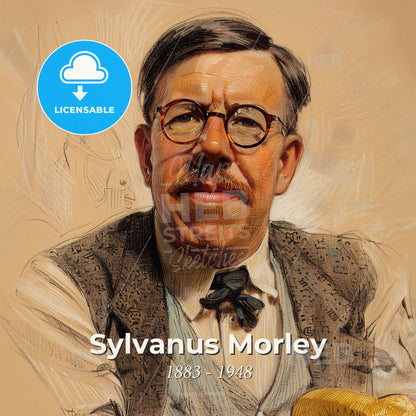 Sylvanus Morley, 1883 - 1948, American archaeologist - A Man Wearing Glasses And A Vest Print Template