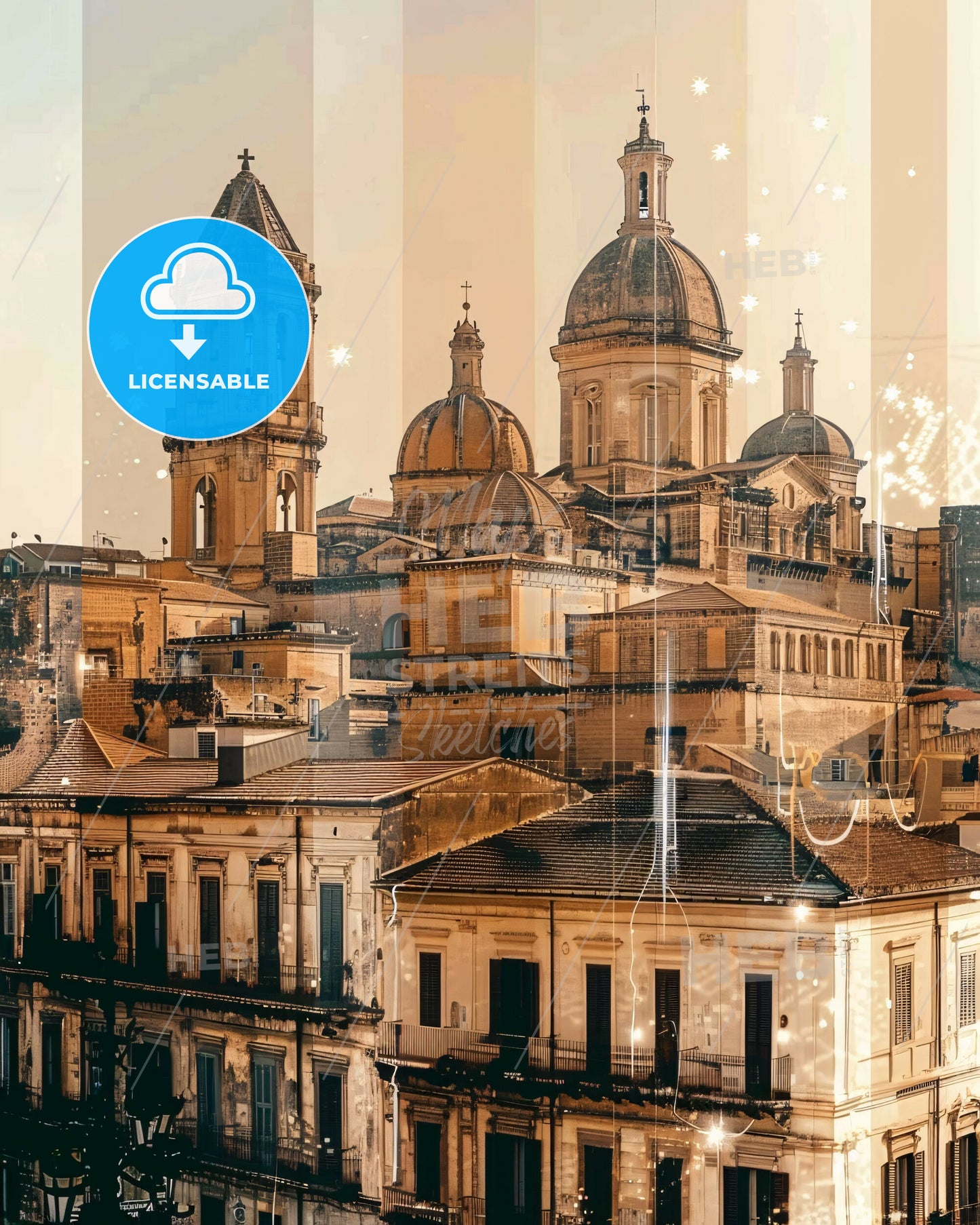 Syracuse Skyline Composite Art Poster - A building with towers and domes