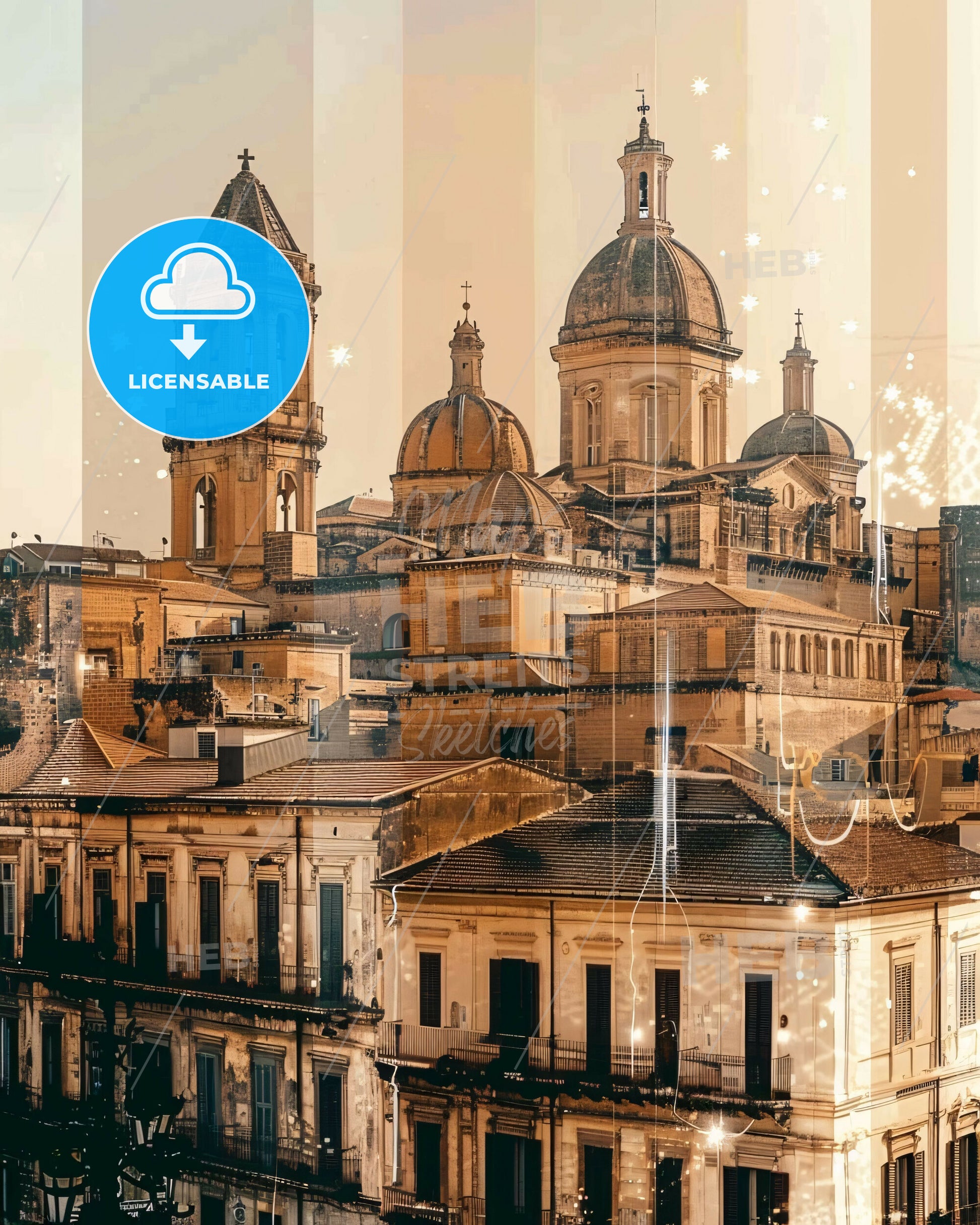 Syracuse Skyline Composite Art Poster - A building with towers and domes