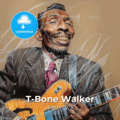 T-Bone Walker, 1910 - 1975, American blues guitarist - A Man Playing A Guitar Print Template