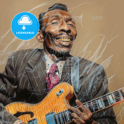 T-Bone Walker, 1910 - 1975, American blues guitarist - A Man Playing A Guitar