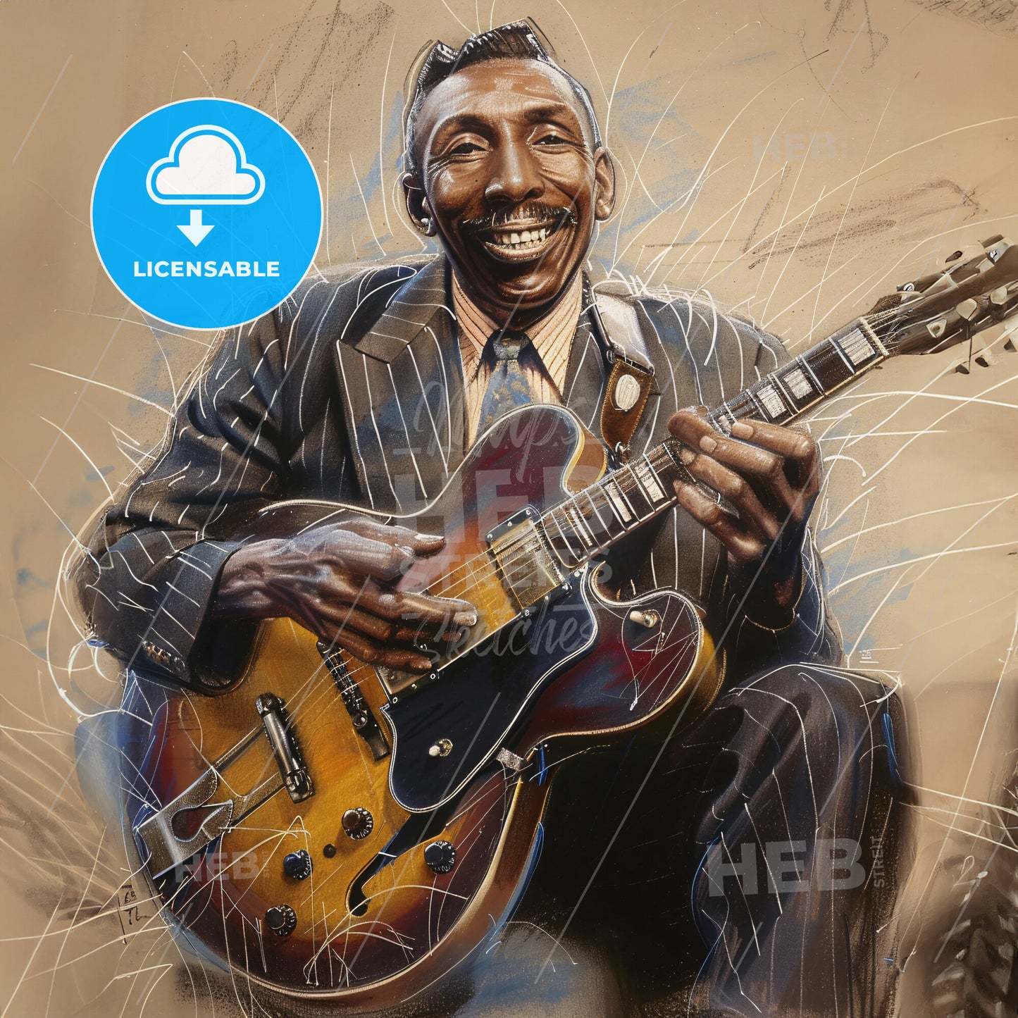 T-Bone Walker, 1910 - 1975, American blues guitarist - A Man Holding A Guitar