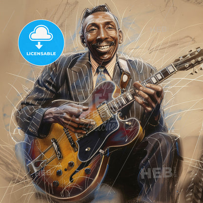 T-Bone Walker, 1910 - 1975, American blues guitarist - A Man Holding A Guitar