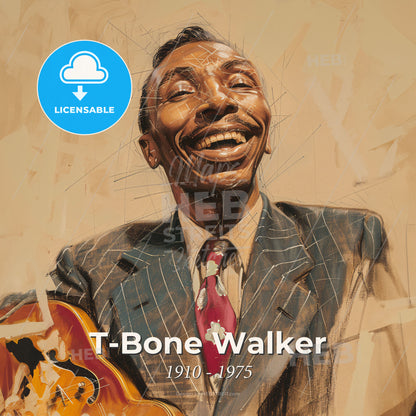 T-Bone Walker, 1910 - 1975, American blues guitarist - A Man In A Suit And Tie Holding A Violin Print Template