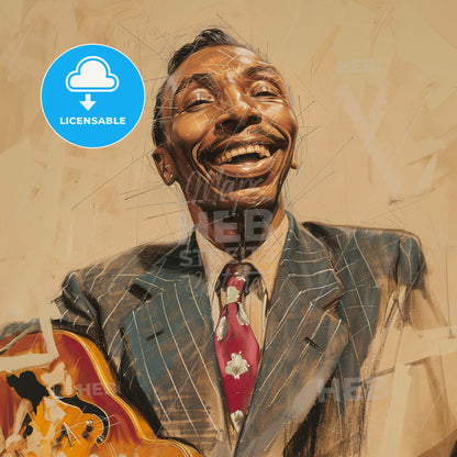 T-Bone Walker, 1910 - 1975, American blues guitarist - A Man In A Suit And Tie Holding A Violin