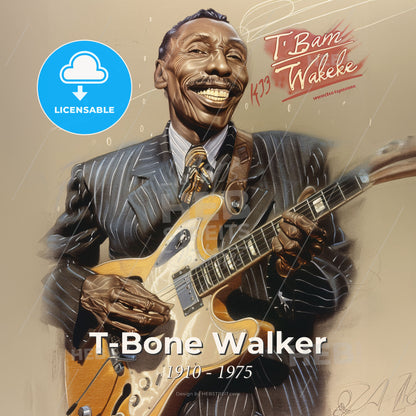 T-Bone Walker, 1910 - 1975, American blues guitarist - A Man Playing A Guitar Print Template