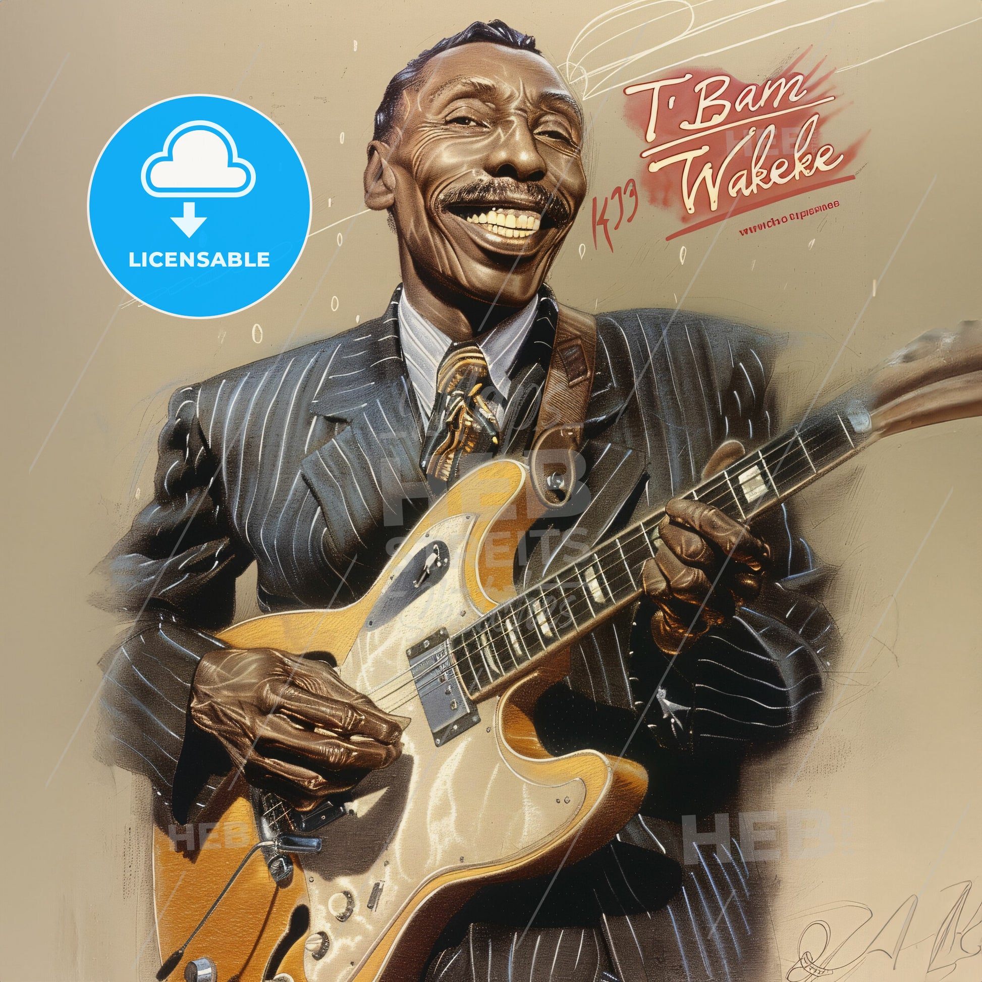 T-Bone Walker, 1910 - 1975, American blues guitarist - A Man Playing A Guitar