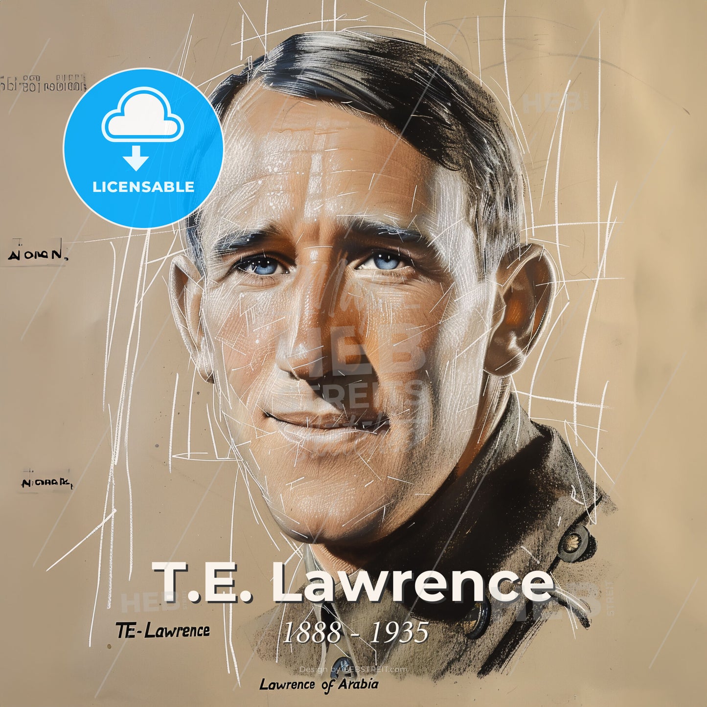 T.E. Lawrence, 1888 - 1935, British archaeologist and military officer - A Drawing Of A Man Print Template