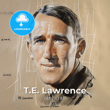 T.E. Lawrence, 1888 - 1935, British archaeologist and military officer - A Drawing Of A Man Print Template