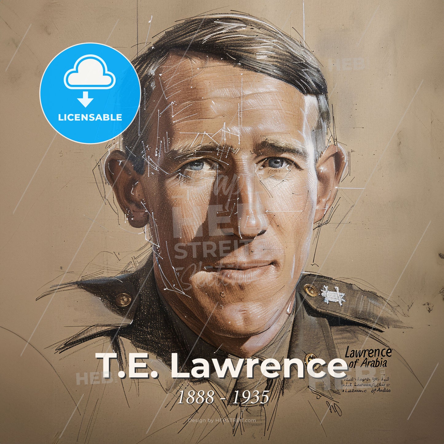 T.E. Lawrence, 1888 - 1935, British archaeologist and military officer - A Drawing Of A Man Print Template