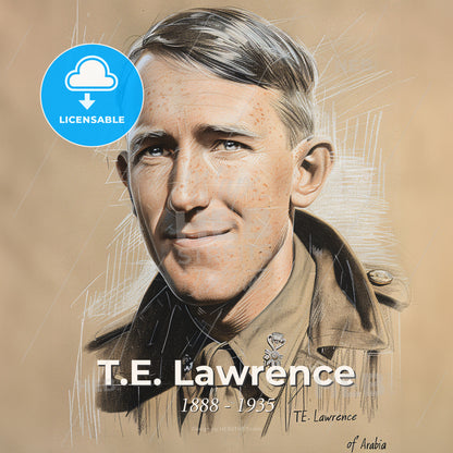 T.E. Lawrence, 1888 - 1935, British archaeologist and military officer - A Man In A Military Uniform Print Template
