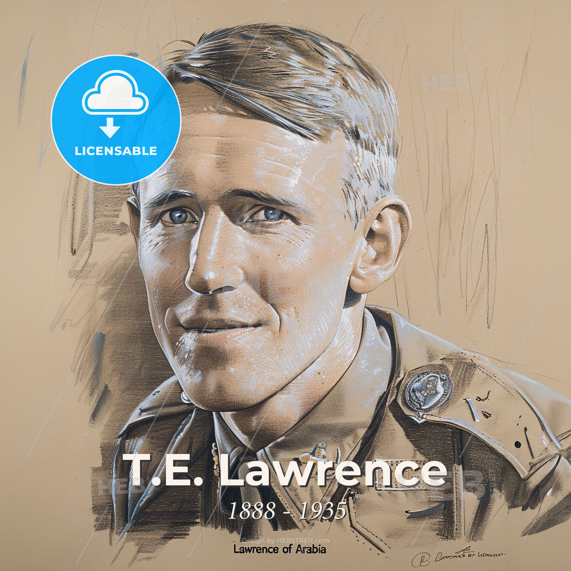 T.E. Lawrence, 1888 - 1935, British archaeologist and military officer - A Drawing Of A Man In A Military Uniform Print Template