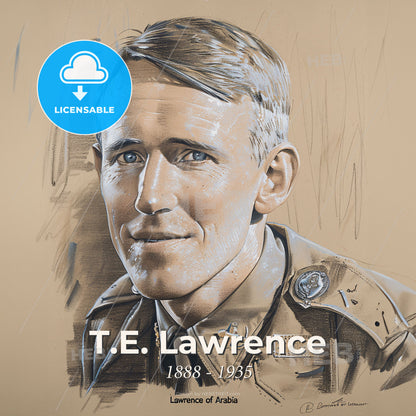 T.E. Lawrence, 1888 - 1935, British archaeologist and military officer - A Drawing Of A Man In A Military Uniform Print Template