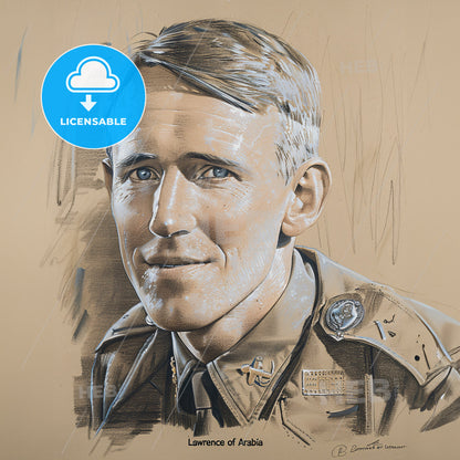T.E. Lawrence, 1888 - 1935, British archaeologist and military officer - A Drawing Of A Man In A Military Uniform