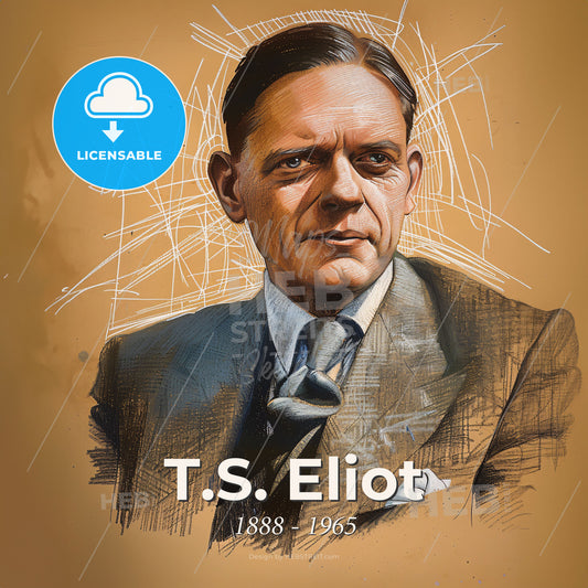 T.S. Eliot, 1888 - 1965, American-British poet - A Man In A Suit Print Template