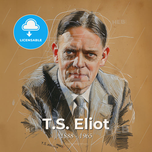 T.S. Eliot, 1888 - 1965, American-British poet - A Man In A Suit Print Template