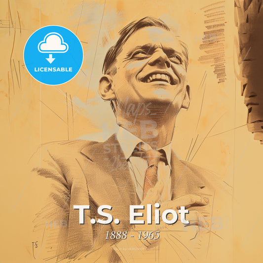 T.S. Eliot, 1888 - 1965, American-British poet - A Man In A Suit And Tie Print Template