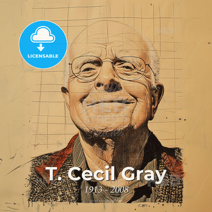 T. Cecil Gray, 1913 - 2008, British anesthesiologist - A Man With Glasses And A Grid Print Template