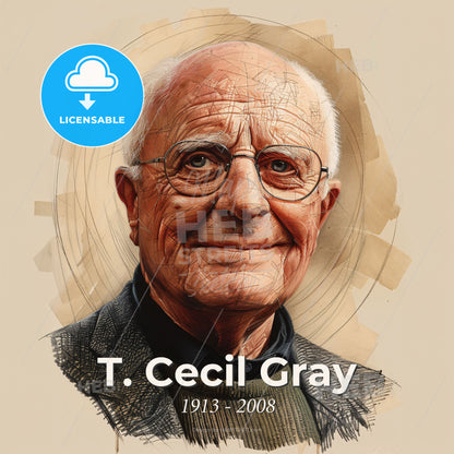 T. Cecil Gray, 1913 - 2008, British anesthesiologist - A Man With Glasses Smiling Print Template