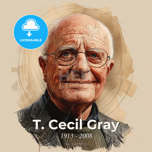 T. Cecil Gray, 1913 - 2008, British anesthesiologist - A Man With Glasses Smiling Print Template