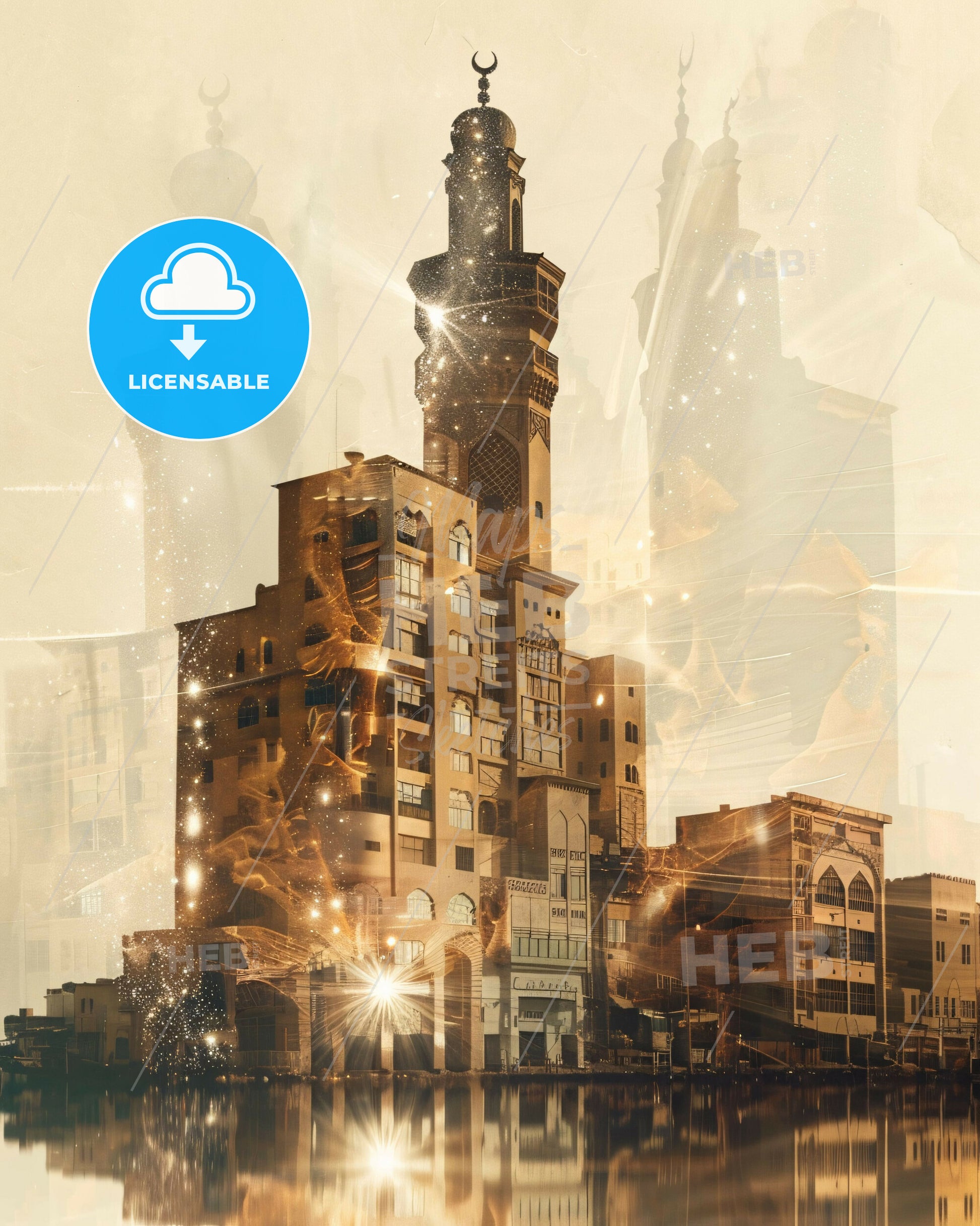 Taif Cityscape Art: Echoes of Desert Glamour - A building with a tower and a tower on the side