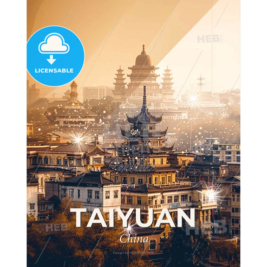 Taiyuan: City of Lights and Ancient Beauty - A city with many buildings - Square format print template