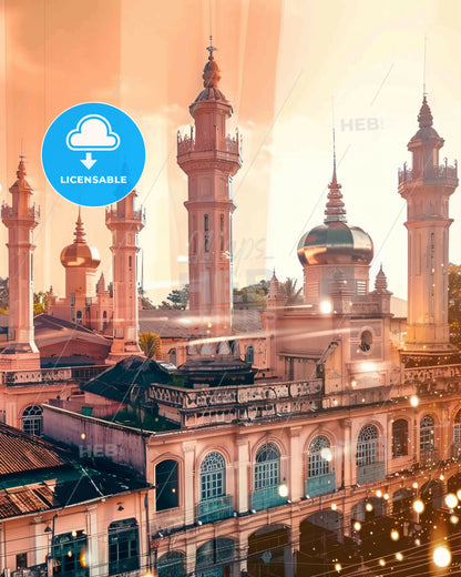 Tasikmalaya Indonesia Double Exposure Skyline - A large building with towers