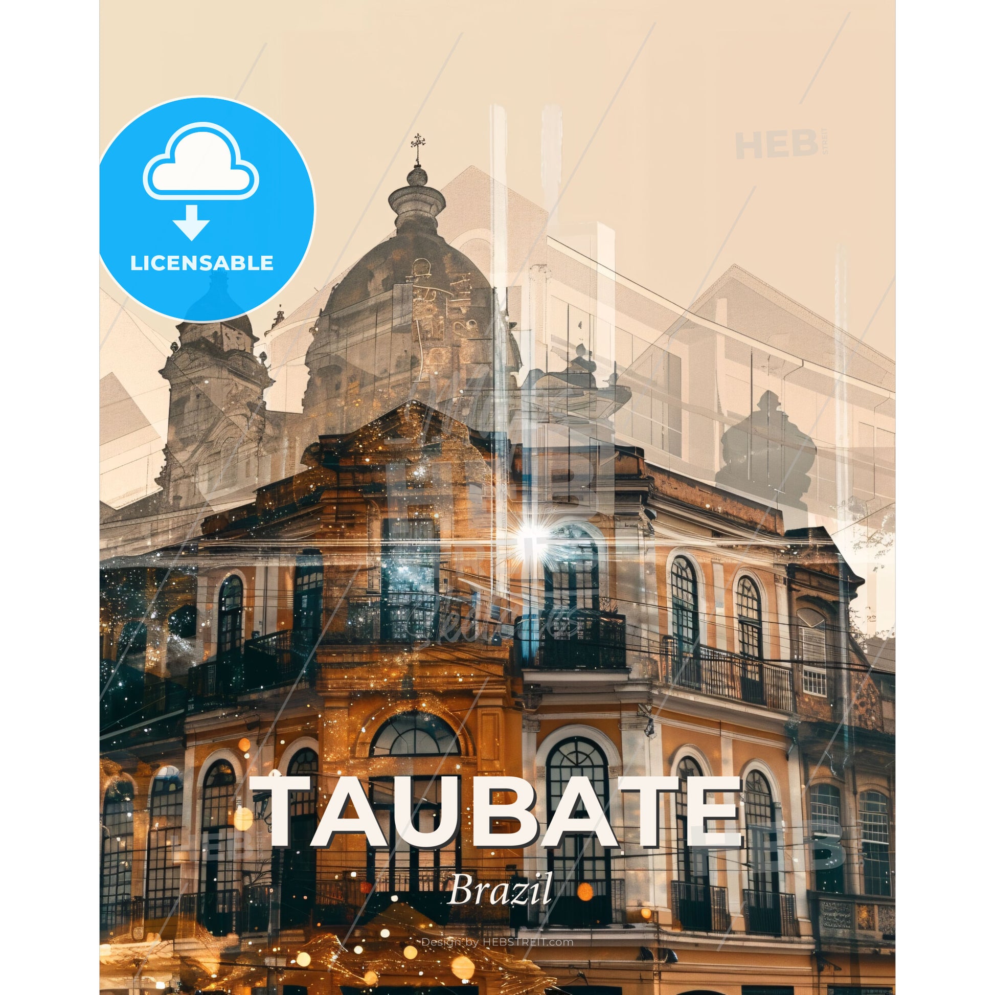 Taubate Cityscape Composite Art Majestic Skyline Print - A building with a dome shaped roof - Square format print template