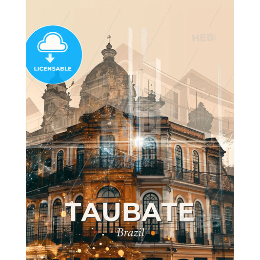 Taubate Cityscape Composite Art Majestic Skyline Print - A building with a dome shaped roof - Square format print template
