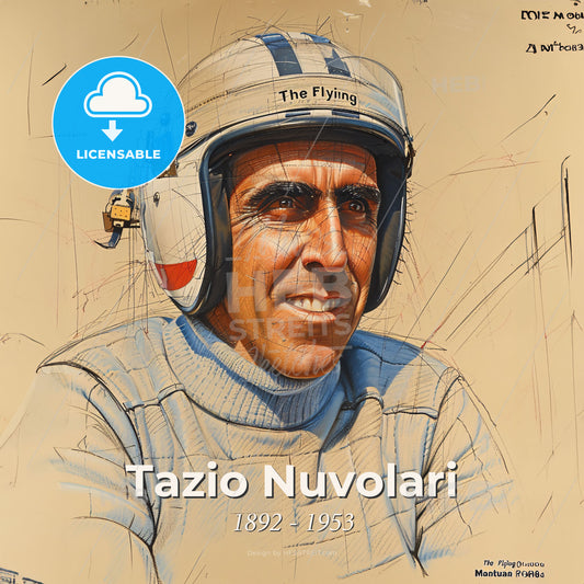 Tazio Nuvolari, 1892 - 1953, Italian racing driver - A Man Wearing A Helmet Print Template