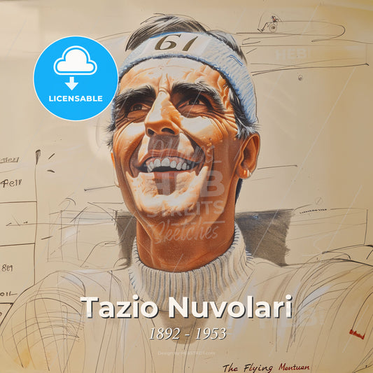 Tazio Nuvolari, 1892 - 1953, Italian racing driver - A Drawing Of A Man Smiling Print Template