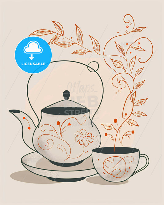 Minimalist Japanese Tea Ceremony Still Life Poster - A tea pot and a cup