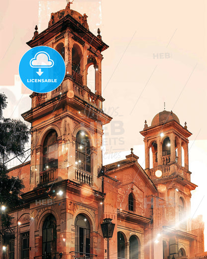 Tebessa Skyline Dreamy Art Poster - Olana State Historic Site with a bell tower