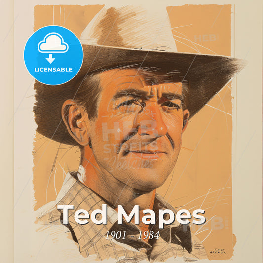 Ted Mapes, 1901 - 1984, American stuntman and actor - A Man Wearing A Cowboy Hat Print Template