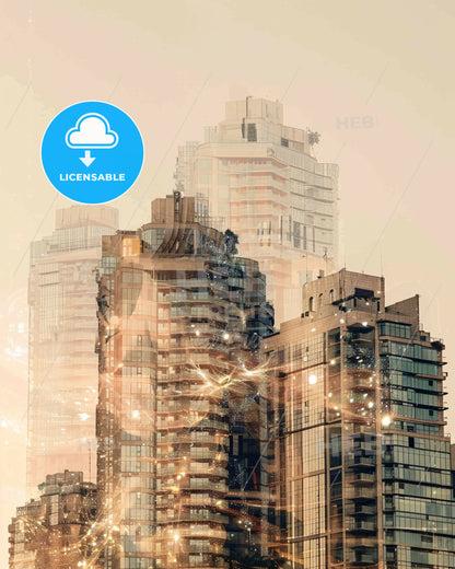 Tel Aviv Skyline Cityscape Art Photography Poster - A group of buildings with lights