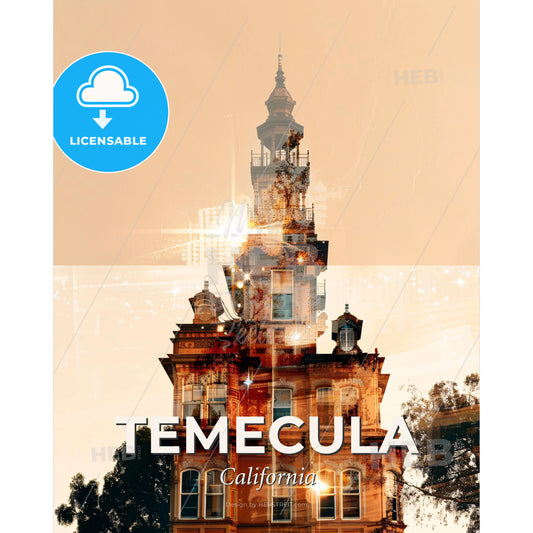 Temecula Skyline Canvas Wall Art - A building with a tower - Square format print template