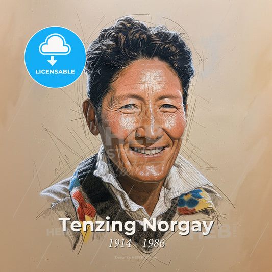 Tenzing Norgay, 1914 - 1986, Nepali-Indian mountaineer - A Portrait Of A Man Print Template