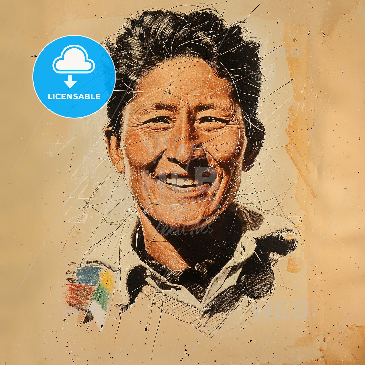 Tenzing Norgay, 1914 - 1986, Nepali-Indian mountaineer - A Man Smiling With A Broken Glass