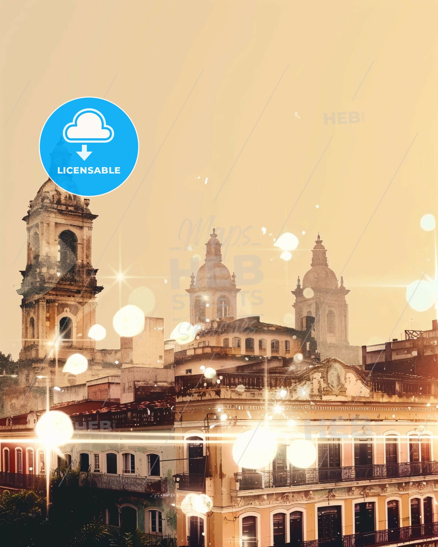 Teresina Skyline Double Exposure Art Cityscape - A building with a bell tower