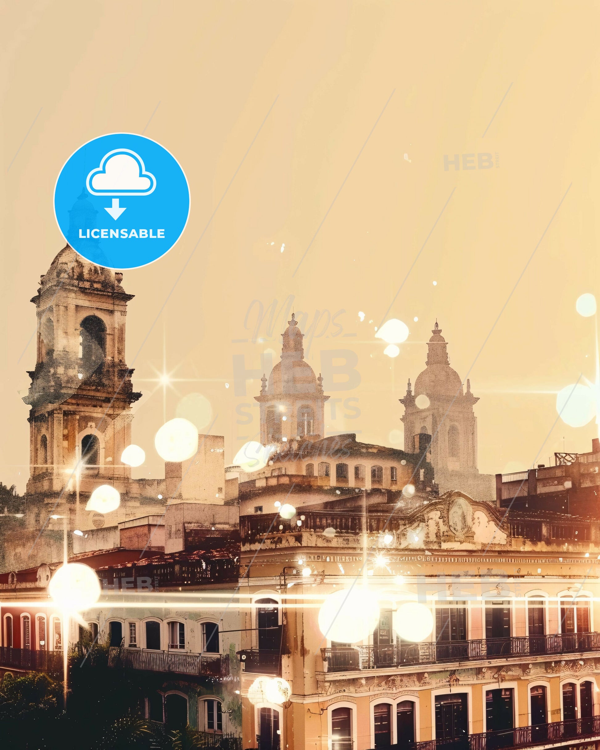 Teresina Skyline Double Exposure Art Cityscape - A building with a bell tower