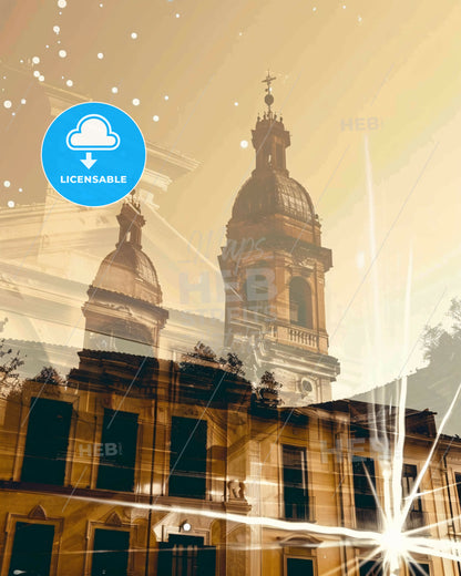 Terni Italy Skyline Composite Art Modern Poster - A building with a dome and a cross